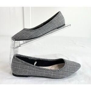 SO Women's Black and White Plaid Flats